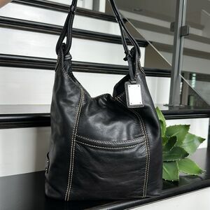 Tignanello genuine, leather shoulder handbag, purse, hobo bucket, like new
